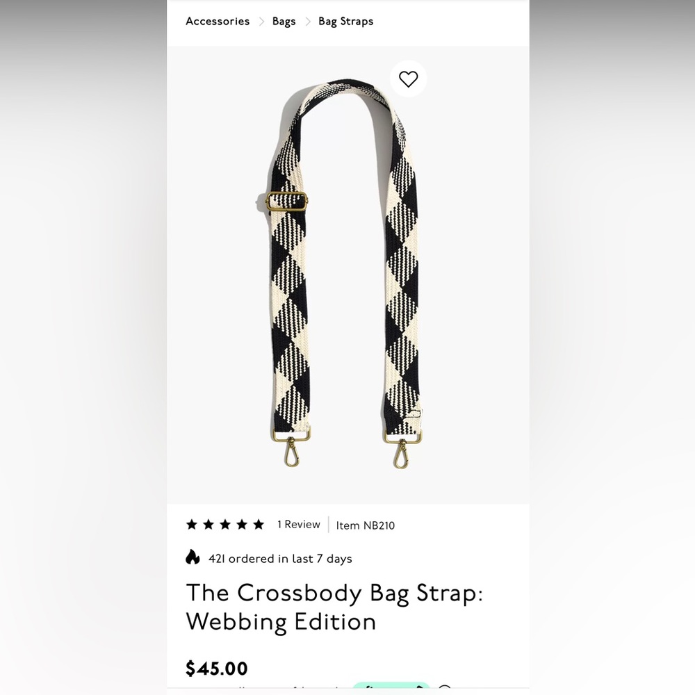 Madewell Black and White Crossbody Bag Strap - Picture 4 of 5